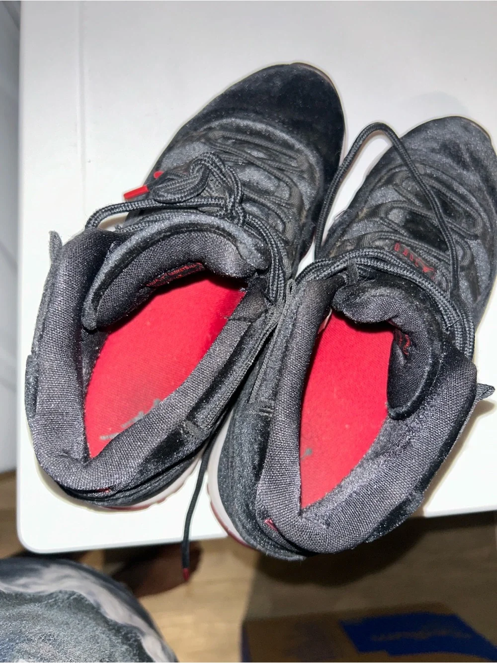 Jordan Black Velvet Low with Red Accents